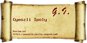 Gyeszli Ipoly névjegykártya